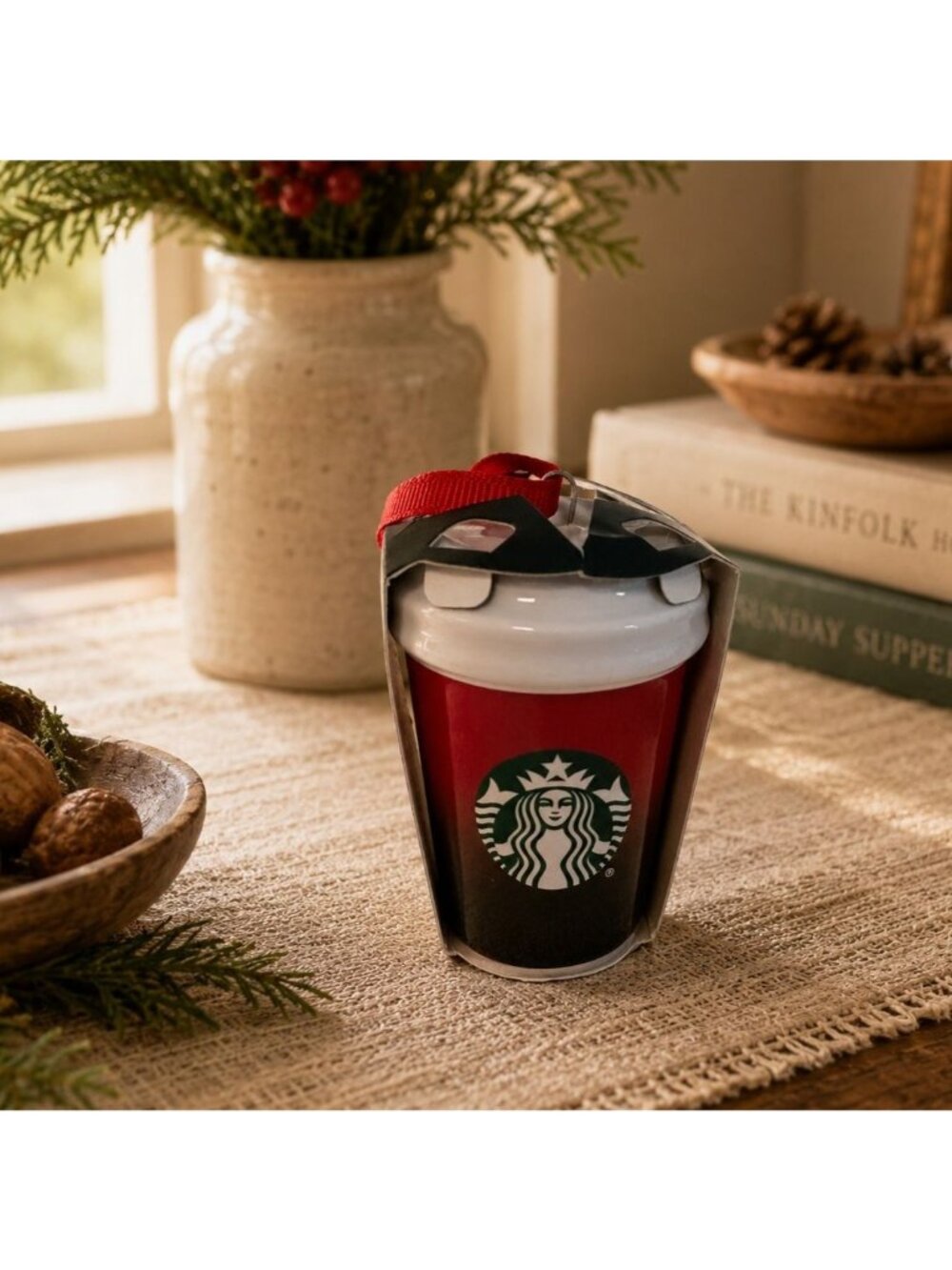 Starbucks Holiday Ceramic Cup Ornament 2021 Coffee Lover Gift Christmas 2.5" NEW